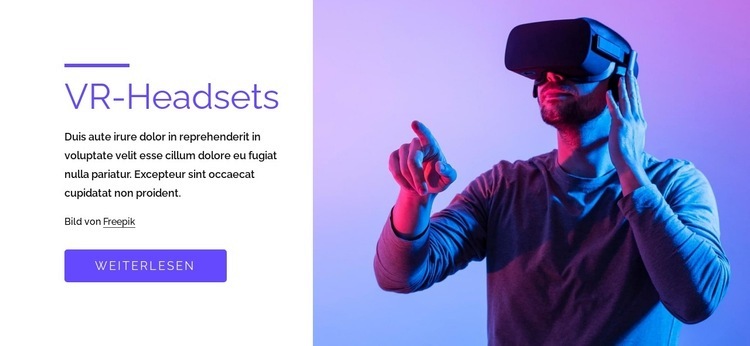 VR-Spiele, Headsets und mehr HTML Website Builder