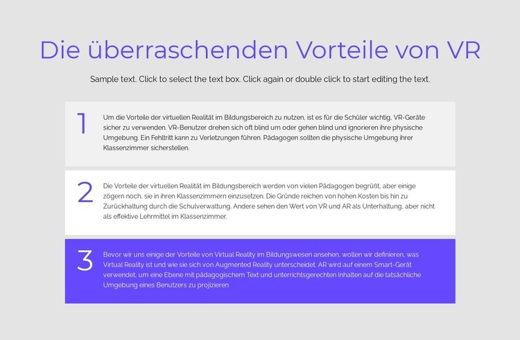 VR-Vorteile HTML5-Vorlage