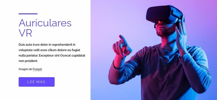 Juegos de realidad virtual, auriculares y más Maqueta de sitio web