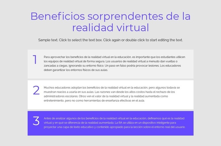 Beneficios de la realidad virtual Plantilla HTML5