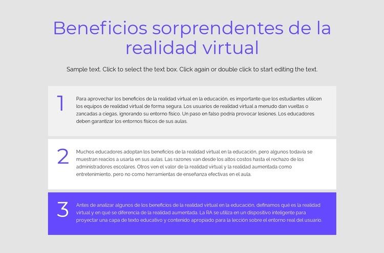 Beneficios de la realidad virtual Plantilla de sitio web