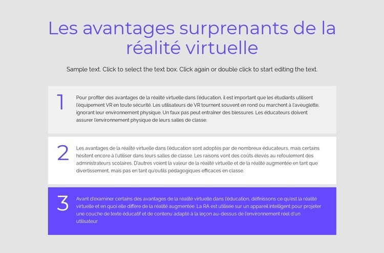 Avantages de la réalité virtuelle Modèle HTML5