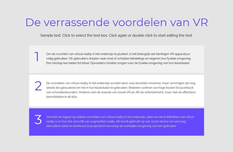 VR-voordelen Website ontwerp