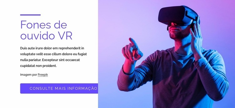 Jogos VR, fones de ouvido e muito mais Design do site