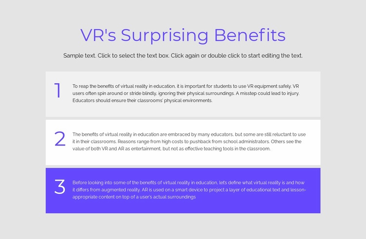 VR -fördelar Html webbplatsbyggare