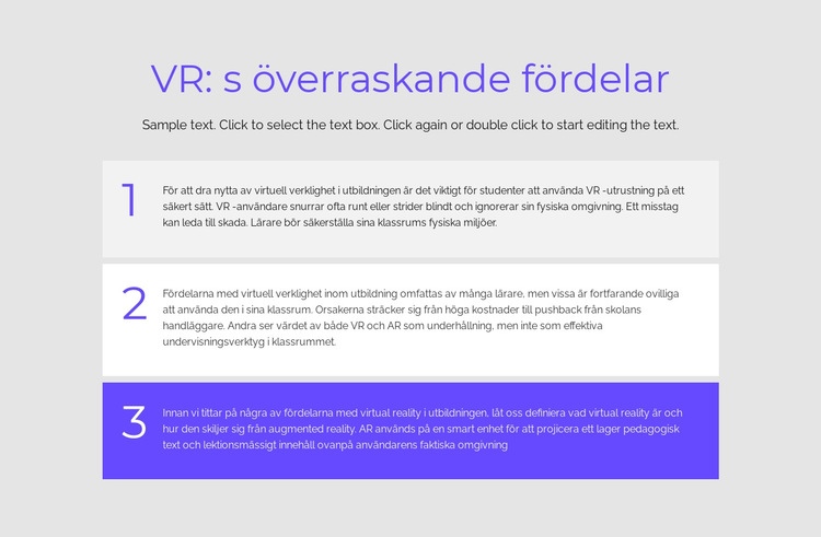 VR -fördelar Webbplats mall