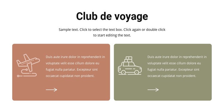 Club de voyage Maquette de site Web