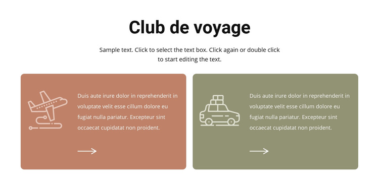 Club de voyage Modèle de site Web