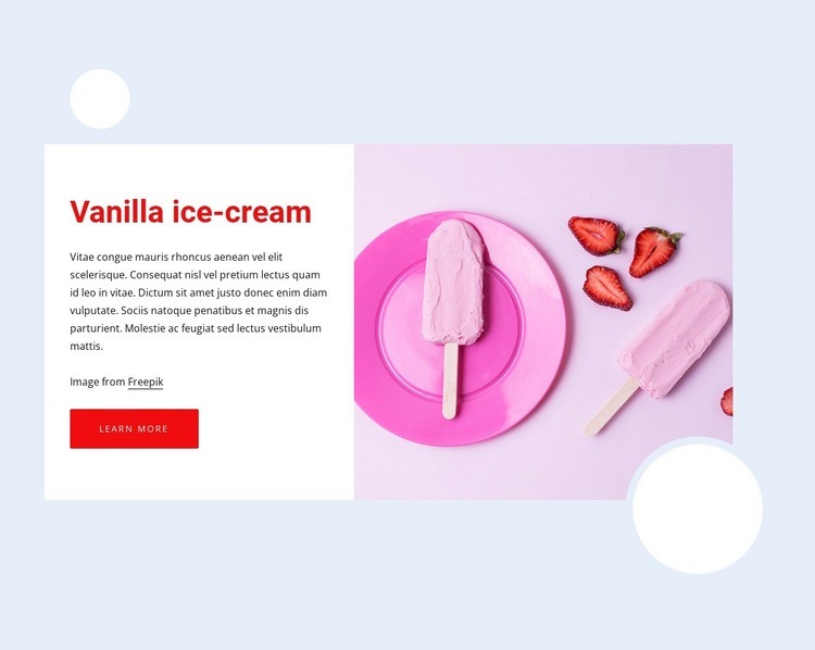 Vanilková zmrzlina Html Website Builder