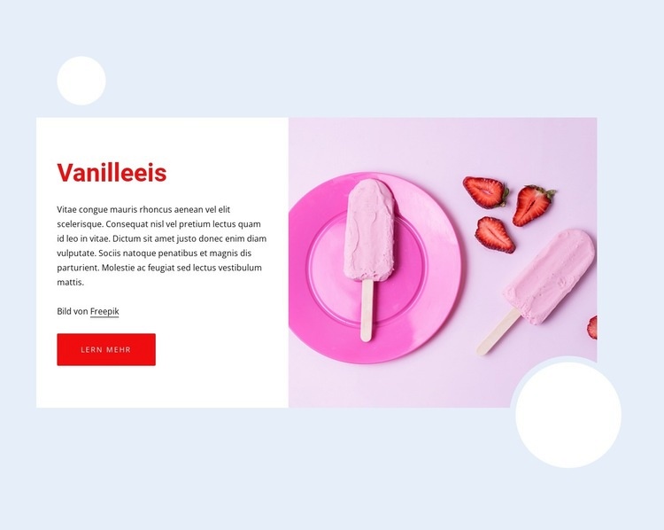 Vanille-Eiscreme Website-Modell