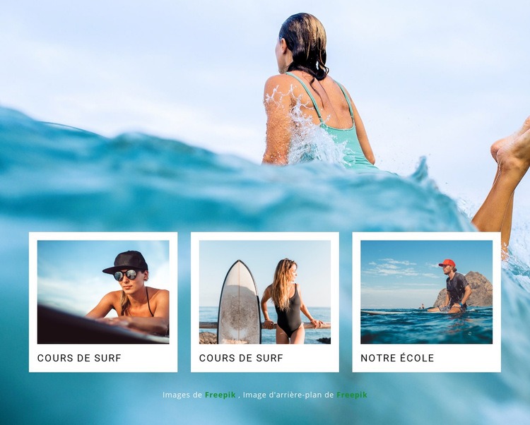 Club de surf sportif Maquette de site Web