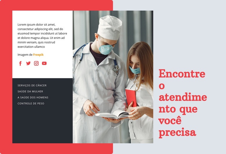 Médico de saúde e medicina Maquete do site