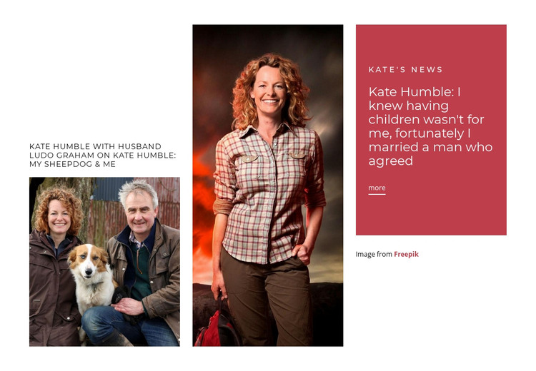 Kate Humble loves wildlife Homepage Design