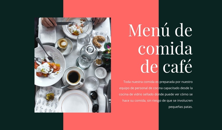 Menú de comida de café Maqueta de sitio web