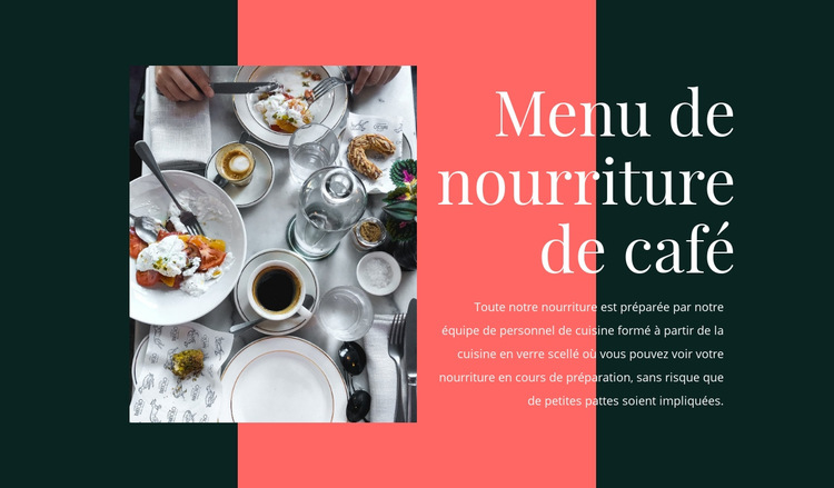 Menu de nourriture de café Modèle de site Web