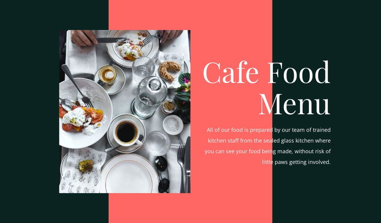 Cafe food menu One Page Template