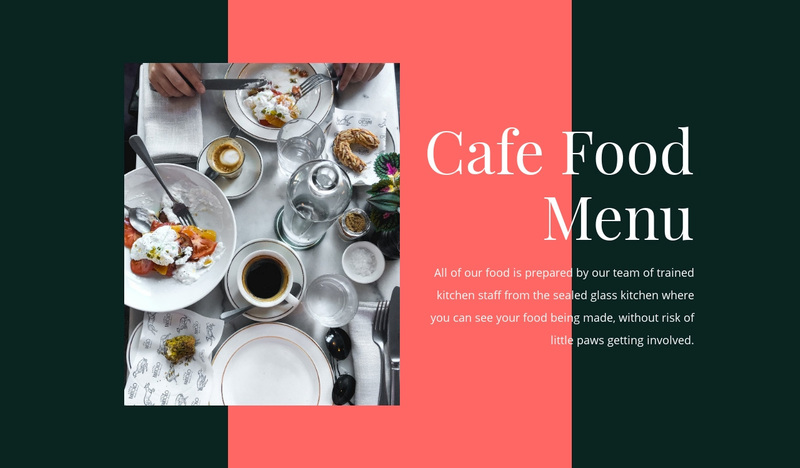 Cafe food menu Web Page Design