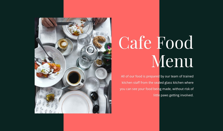 Cafe food menu Landing Page