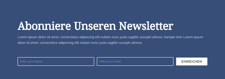 Abonniere unseren Newsletter Eine Seitenvorlage