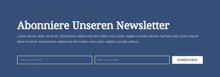 Abonniere unseren Newsletter Website Builder-Vorlagen