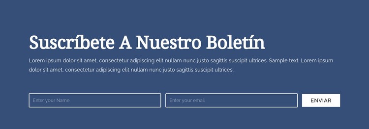 Suscríbete a nuestro boletín Maqueta de sitio web