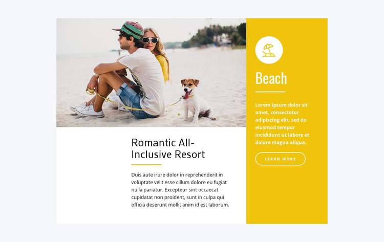 Romantic all-inclusive resort One Page Template