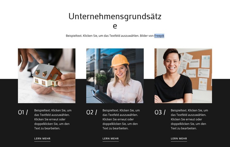 Unsere Werte und Prinzipien HTML-Vorlage