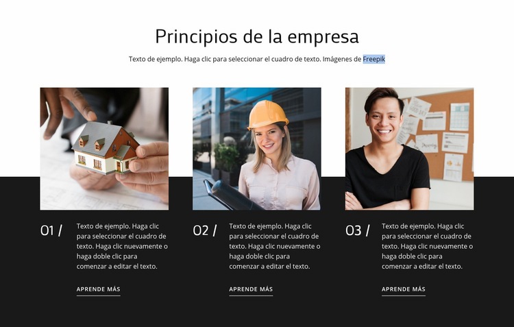 Nuestros valores y principios Plantilla HTML5