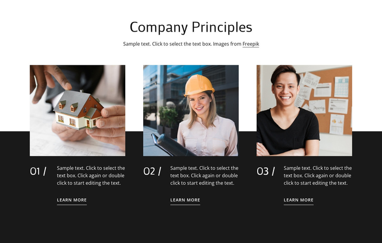 Our values & principles One Page Template