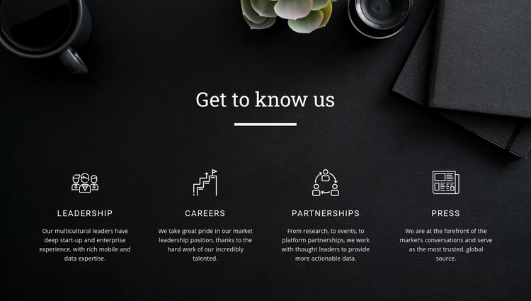 Get to know us Homepage Design