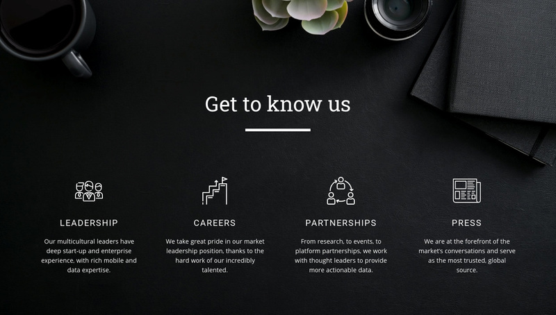 Get to know us Squarespace Template Alternative