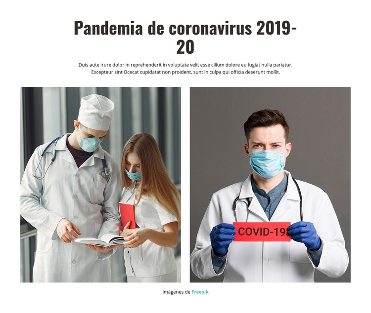 Pandemia de coronavirus 2020 Plantilla de sitio web