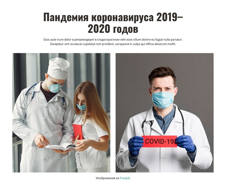 Пандемия коронавируса 2020 Одностраничный шаблон