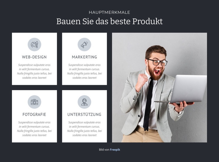 Bauen Sie das beste Produkt Website design