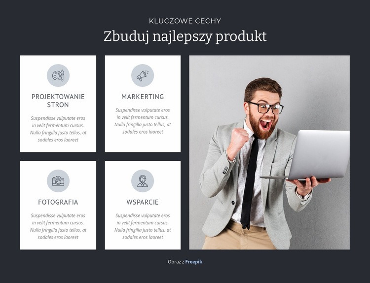 Zbuduj najlepszy produkt Szablony do tworzenia witryn internetowych