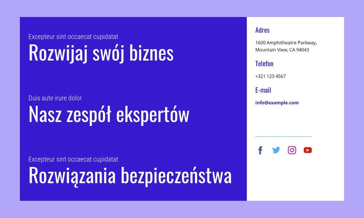 Rozwiązania bezpieczeństwa Szablon HTML5