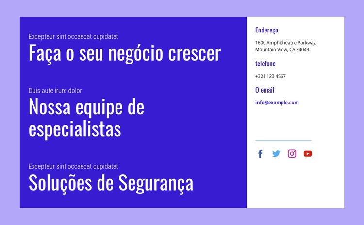 Soluções de segurança Template CSS