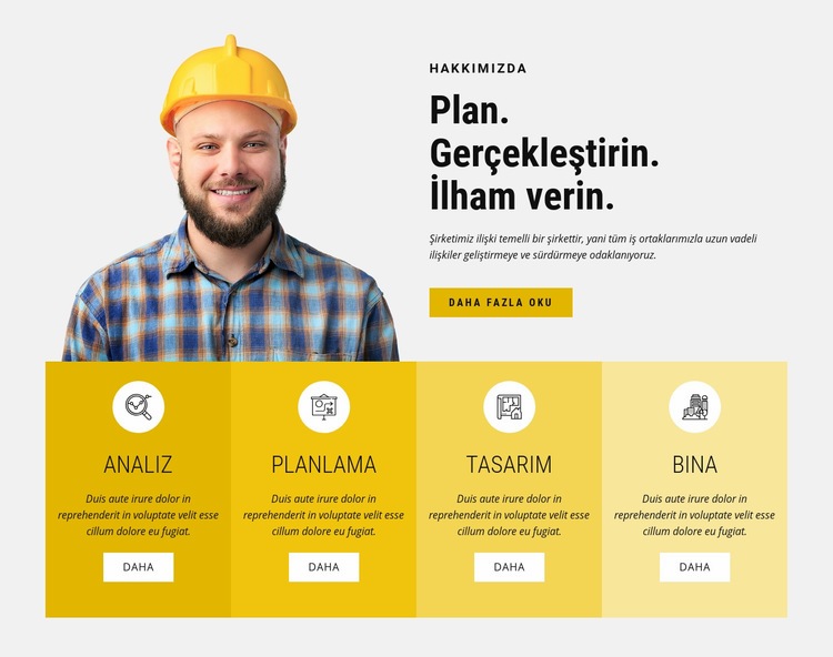 Yenilikçi inşaat yöntemleri Web Sitesi Mockup'ı