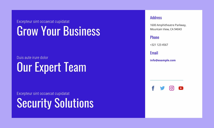 Security solutions Landing Page