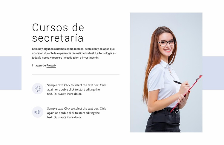 Cursos de secretaría Maqueta de sitio web