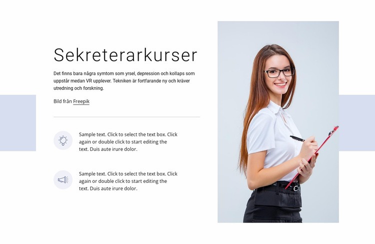 Sekreterarkurser WordPress -tema