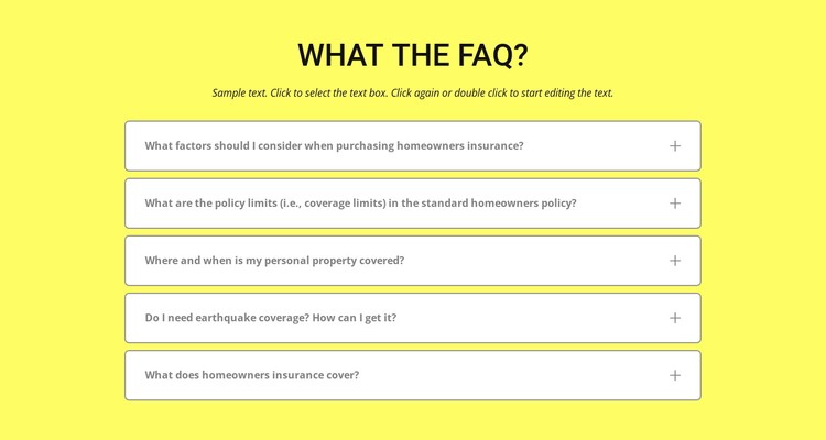 FAQ on yellow background CSS Template