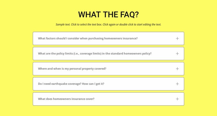 FAQ on yellow background Elementor Template Alternative