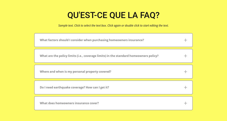 FAQ sur fond jaune Modèle HTML