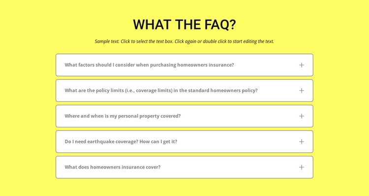 FAQ on yellow background Homepage Design