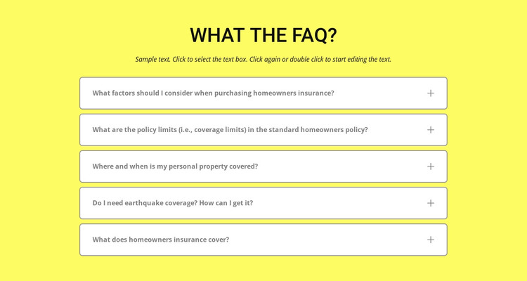 FAQ on yellow background HTML Template