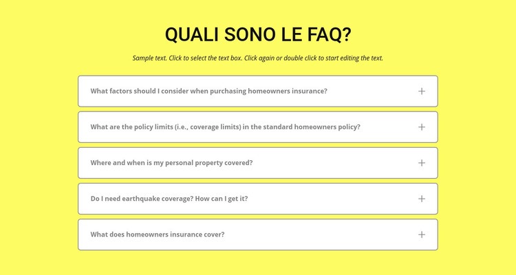 FAQ su sfondo giallo Progettazione di siti web