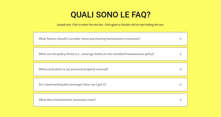 FAQ su sfondo giallo Modello CSS