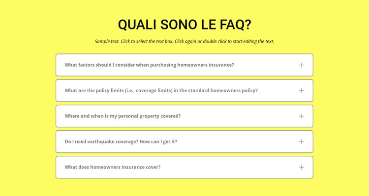FAQ su sfondo giallo Modello HTML