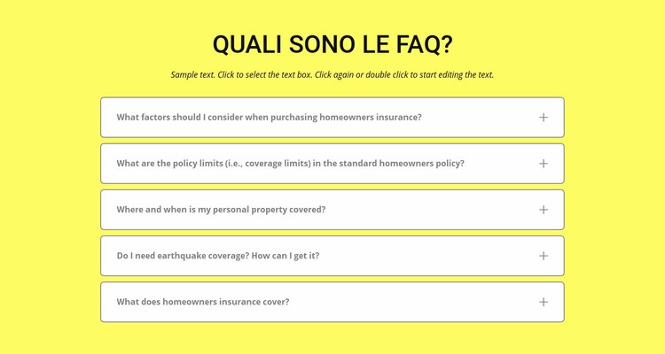FAQ su sfondo giallo Modello HTML5